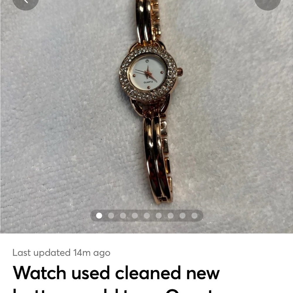 Gold and White Vintage-Style Watch with Crystal Accents Beautiful